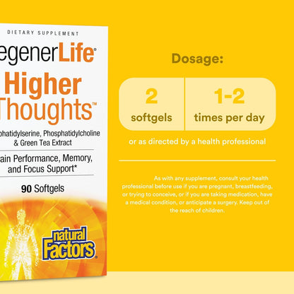 Natural Factors Higher Thoughts – Supports Cognitive and Cardiovascular Health – Fish Oil with EPA, DHA and More – 90 Softgels