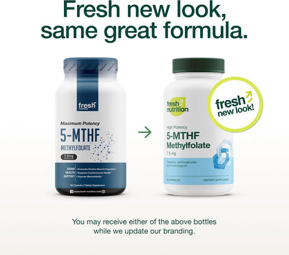 Fresh Nutrition L-Methylfolate 7.5 mg – 5-MTHF Methyl Folate – 90 Capsules
