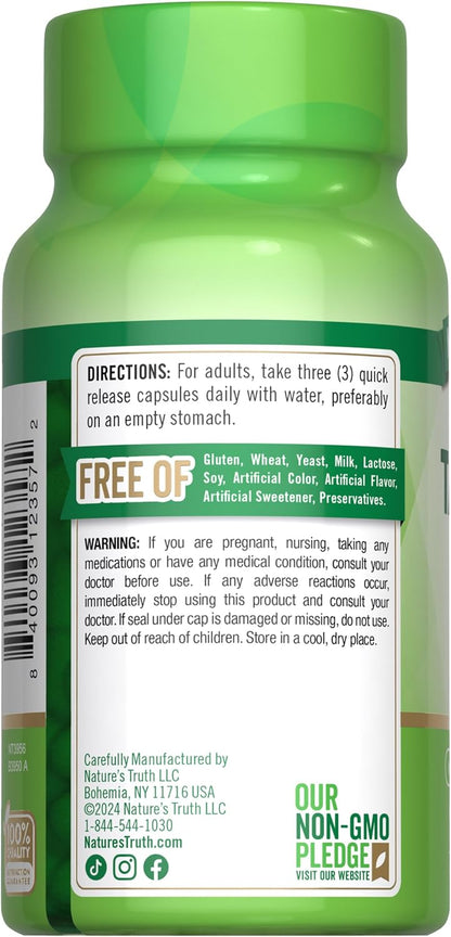 Nature's Truth Taurine Supplement, 1500 mg, 90 Quick Release Capsules, Non-GMO & Gluten-free