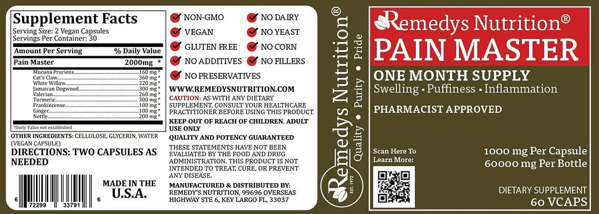 Pain Master | 1,000mg, 60 Vegan Capsules Traditional Herbal Food Supplement | Two Month Supply - görsel 9