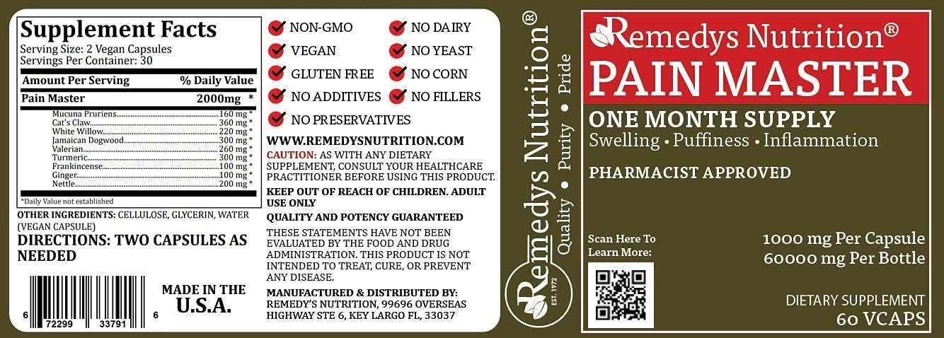 Pain Master | 1,000mg, 60 Vegan Capsules Traditional Herbal Food Supplement | Two Month Supply - görsel 9