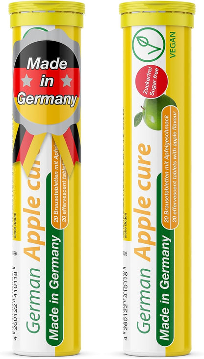 T&D German Apple Cure - 240 Vegan Drink Effervescent Tablets - Apple Flavour - Made in Germany