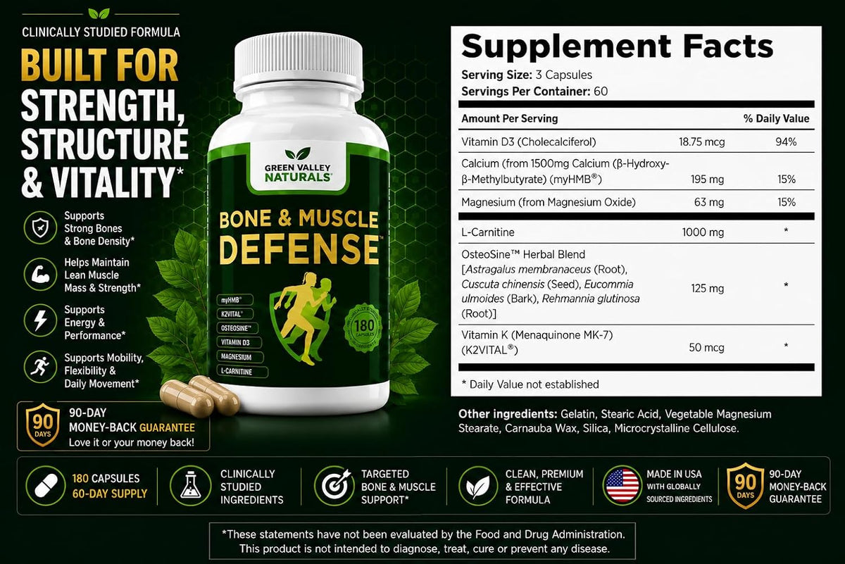 Green Valley Naturals Bone & Muscle Defence – Promotes bone density and structural strength – Vitamin K2 (as – Image 6