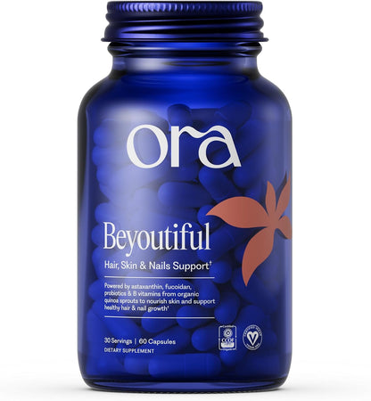 Ora Organic Hair, Skin and Nails Support - Beyoutiful - Beauty Supplement with B Vitamins and Biotin - 60 Vegan Capsules