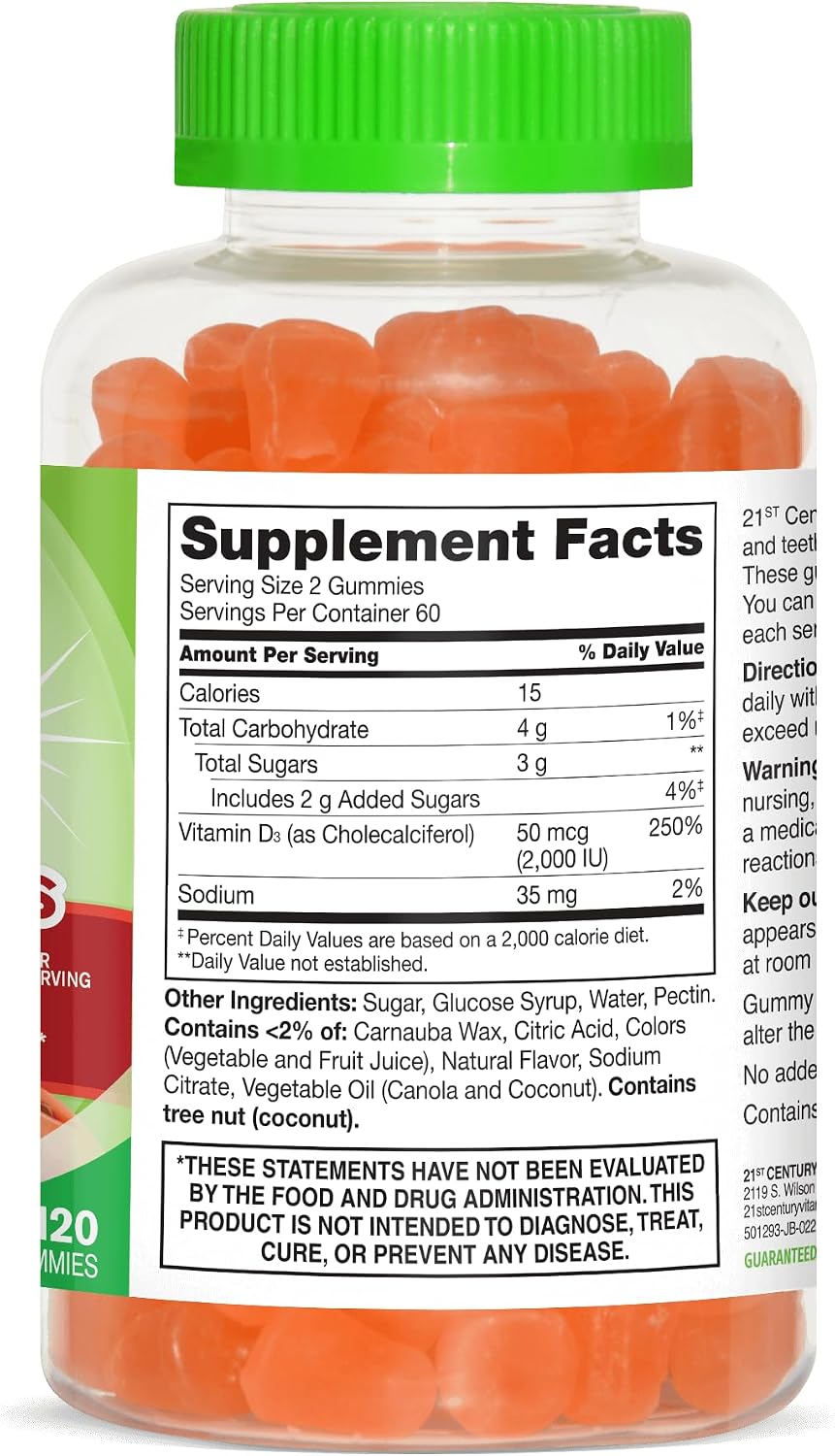 21st Century Daily D Gummies, Fruit Flavoured - 120 Gummies, Pack of 3 - görsel 2