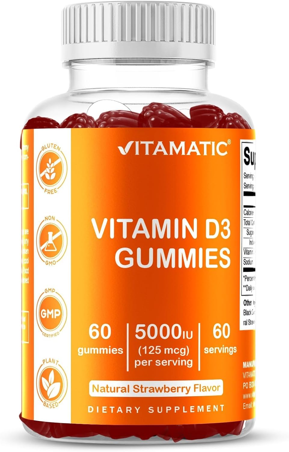 Vitamatic Vitamin D3 Gummies – 5000 IU Per Gummy – 60 Gummies - görsel 1