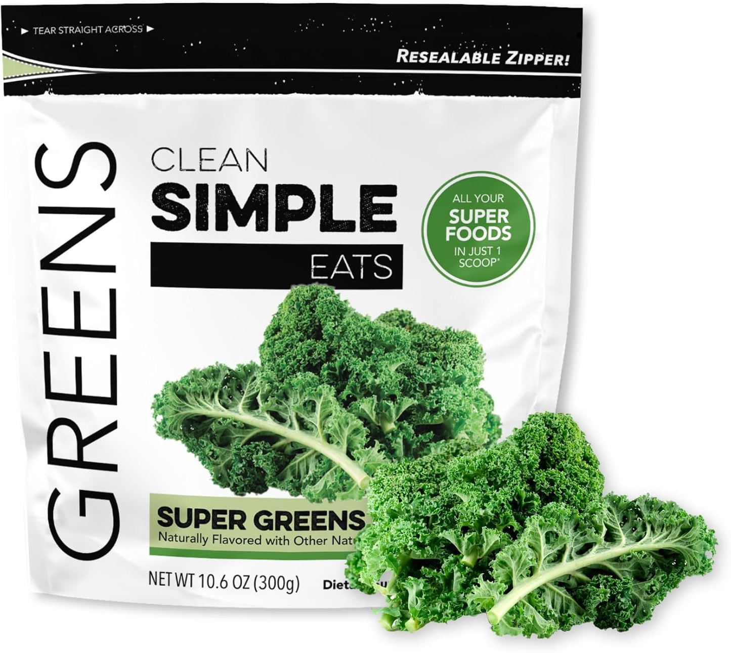 Clean Simple Eats Super Greens Powder, Naturally Flavoured Greens Powder with Chlorella, Spirulina, Superfoods & Prebiotic Fibre, No Artificial Ingredients, Gluten-free, Peachy Greens Flavour, 30 Servings - görsel 9