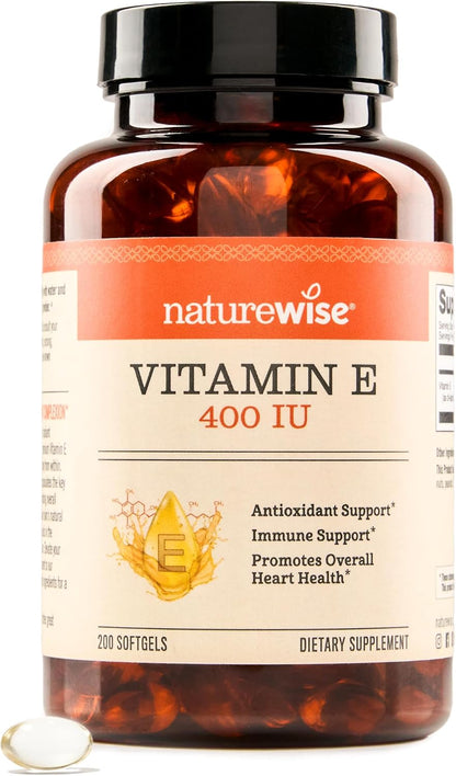 NatureWise Vitamin E 400 IU Softgels – 180mg, Non-GM, Gluten-Free (60 Softgels)