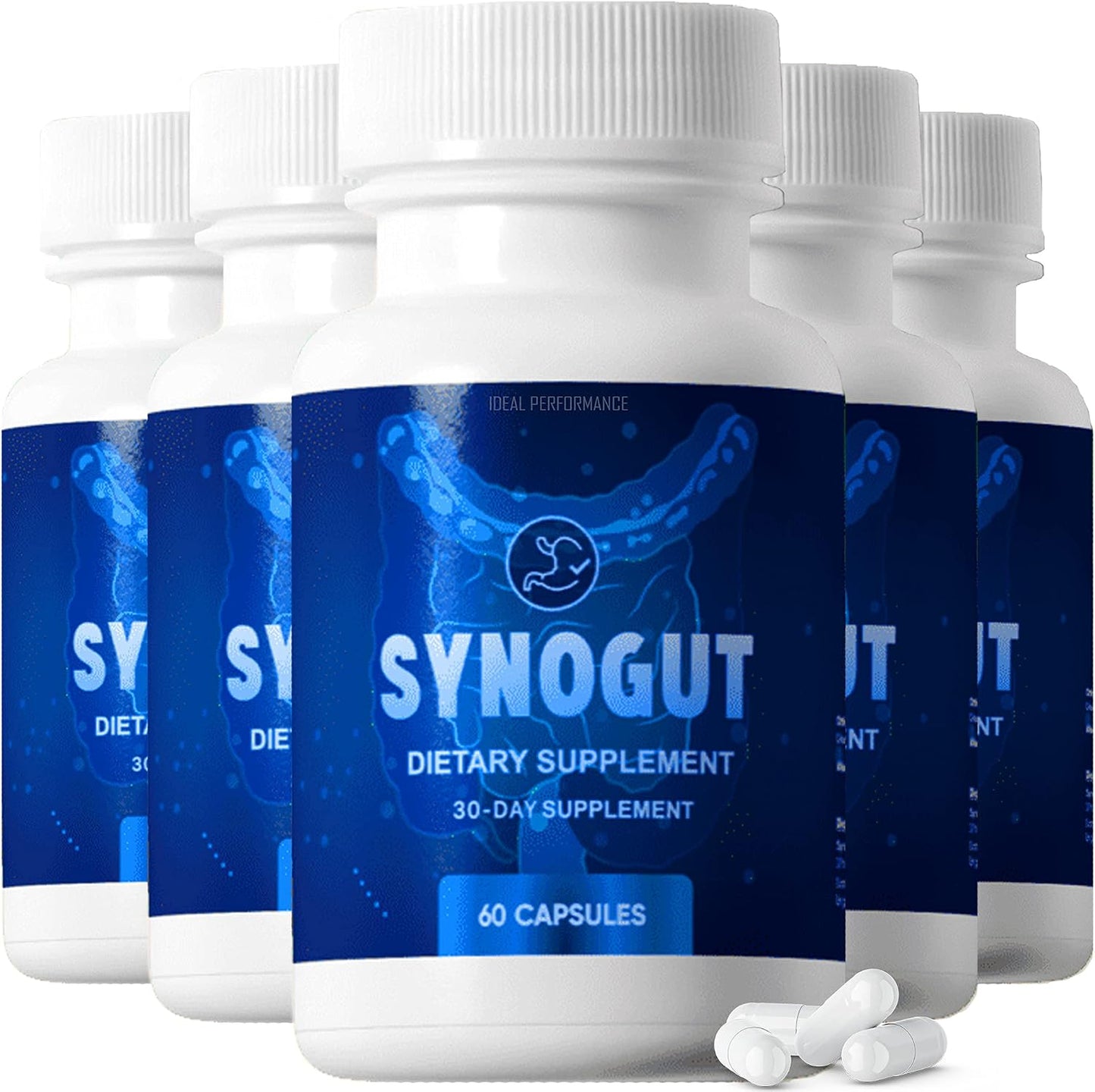 IDEAL PERFORMANCE Synogut Capsules - Food Supplement for Gut Health (5 Bottles) - görsel 1
