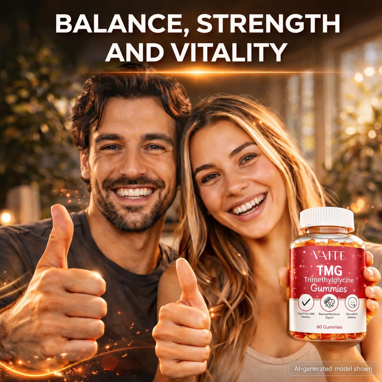 VAITE TMG Supplements – Trimethylglycine 800mg Gummies, Vegan Chewables for Energy Support - görsel 6