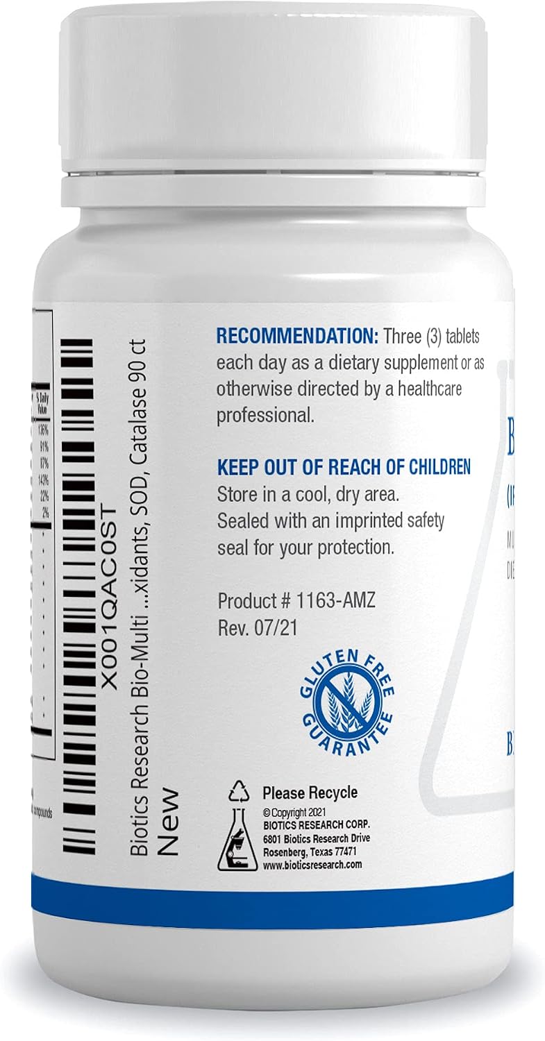 Biotics Research Bio-Multi Plus – Iron & Copper Free Multivitamin with Chelated Minerals, Emulsified Fat Soluble Vitamins, SOD, Catalase, 90 Tablets - görsel 2