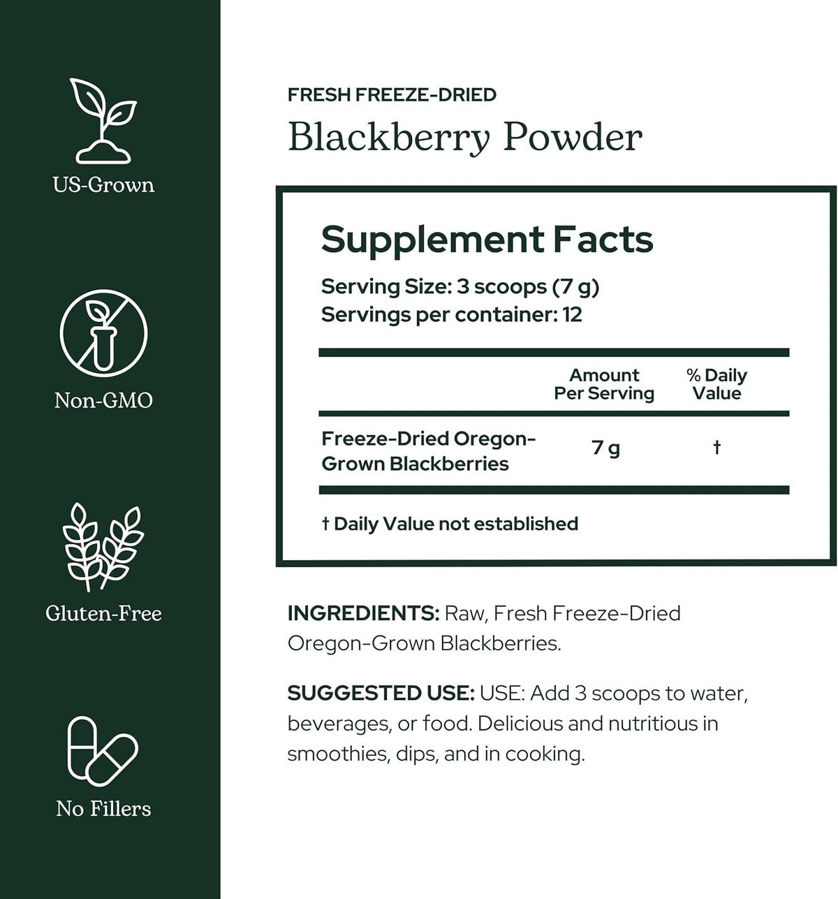 Eclectic Herb BlackBerry Powder - Freeze-Dried Superfood Supplement (91 g) - görsel 2
