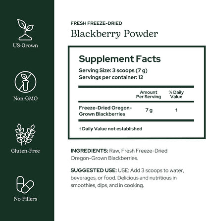 Eclectic Herb BlackBerry Powder - Freeze-Dried Superfood Supplement (91 g)