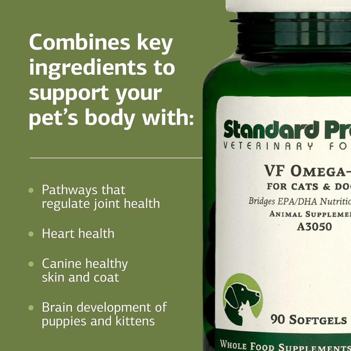 Standard Process VF Omega-3 for Pets – Dietary Supplement with Omega-3 Fatty Acids – Supports Bone Growth, Immune Health, Heart Health – Fish Oil Supplement for Pets – 90 Softgels - görsel 4