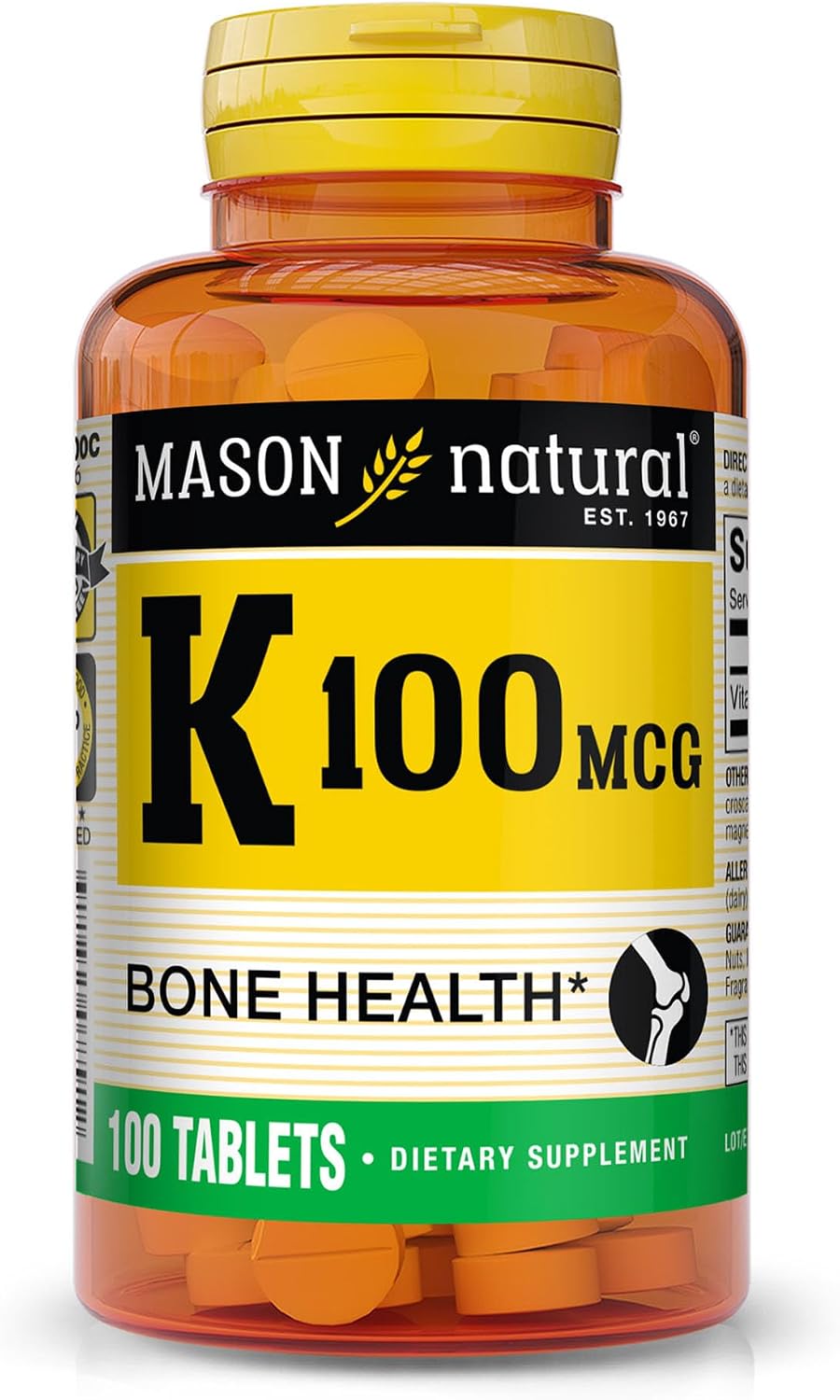 Mason Natural Vitamin K 100 mcg, Supports Normal Bones & Blood Clotting, 100 Tablets - görsel 1