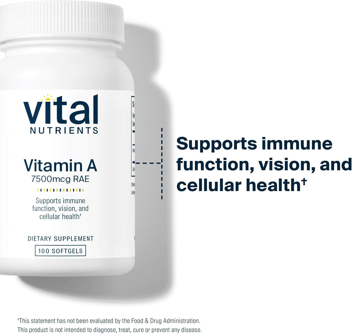 Vital Nutrients Vitamin A 7500mcg RAE – Food Supplement for Normal Vision, Immune Function, Skin Maintenance and Cell Division – 100 Capsules - görsel 3