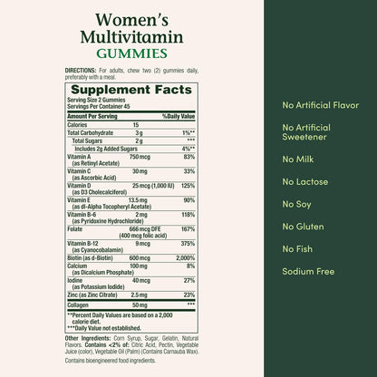 Nature's Bounty Women Multivitamin Gummies, Mixed Berry and Raspberry, 90 Count