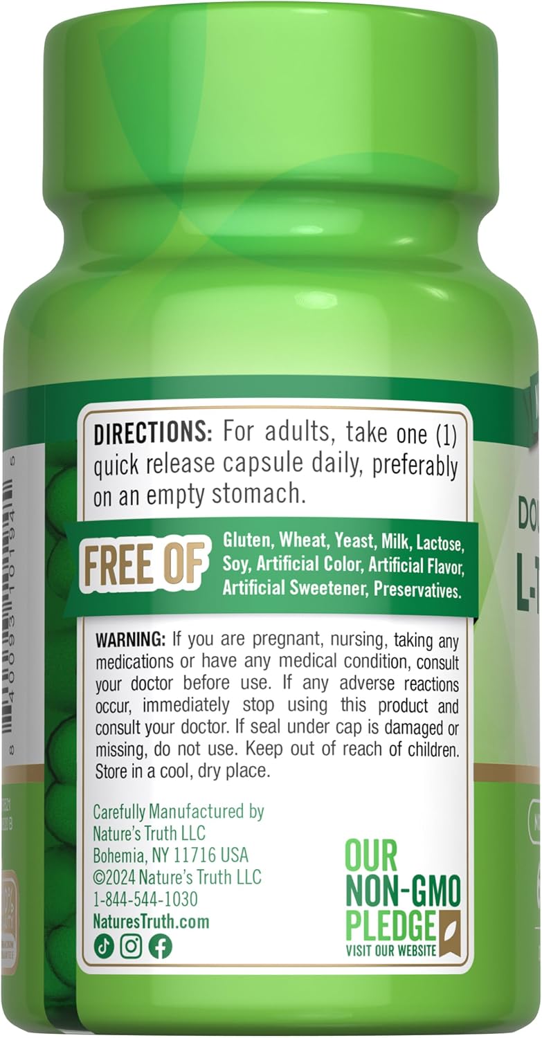Nature's Truth L-Theanine 200mg, 60 Quick Release Capsules – Non-GM & Gluten-free - görsel 7