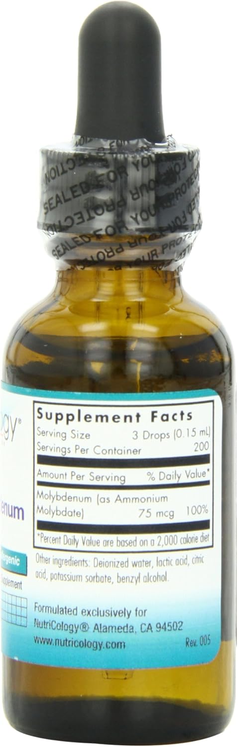 NutriCology Liquid Molybdenum – Trace Mineral Drops – 25 mcg per Drop – Sulphur & Metabolism Support – Hypoallergenic – 30 ml - görsel 2