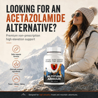 Altitude Sickness Prevention – Altitude Armour Premium Altitude Acclimatisation Support – Highly Bio-available High Altitude Formula for Travel, Hiking, Skiing, & Mountain Trips