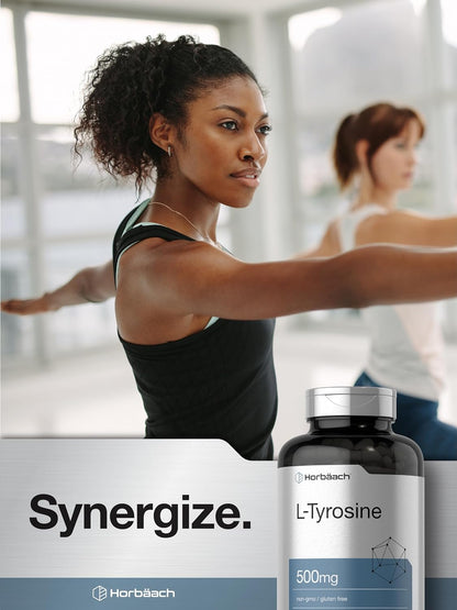 Horbaach L-Tyrosine 500mg – 200 Capsules – Amino Acid Supplement