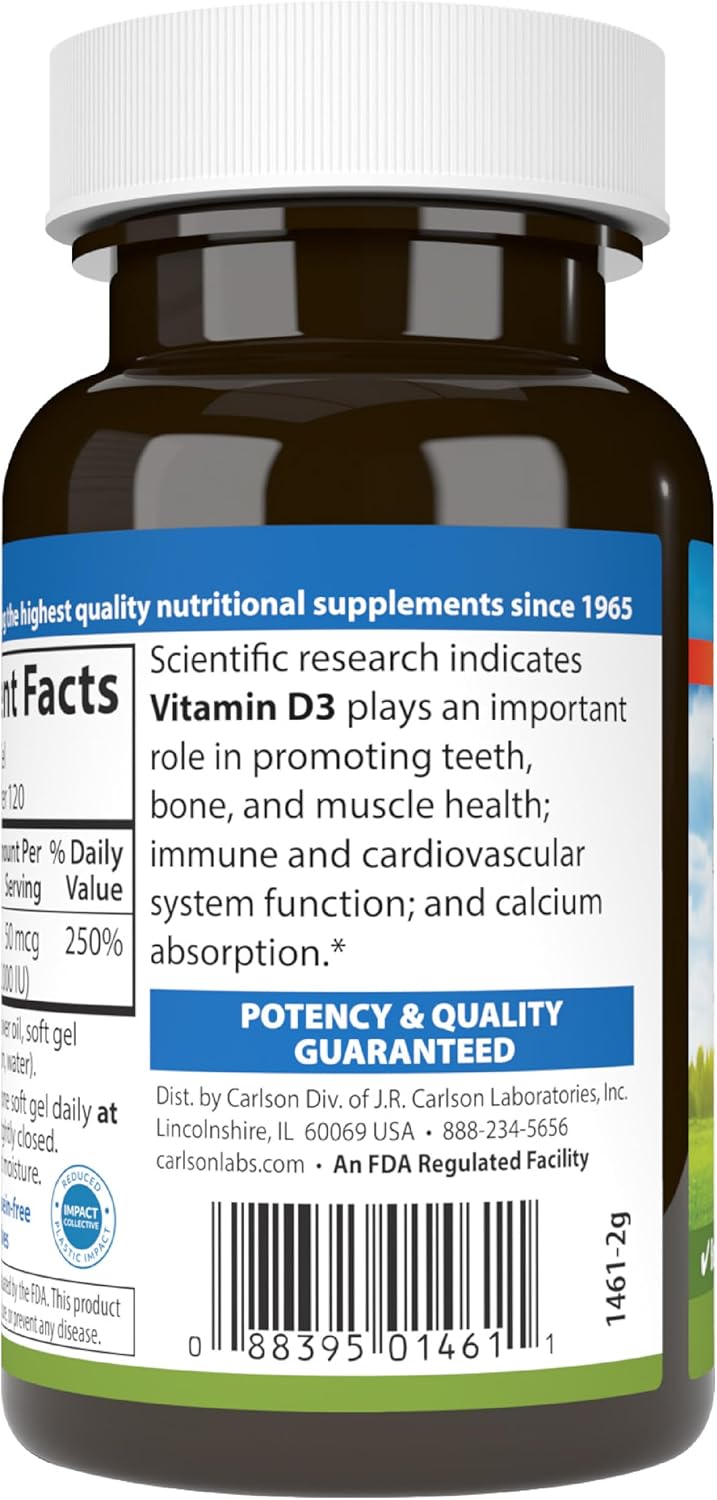 Carlson Vitamin D3 2,000 IU Soft Gels (120 Capsules) - görsel 9