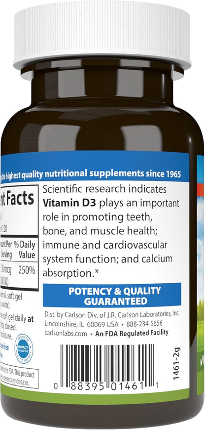 Carlson Vitamin D3 2,000 IU Soft Gels (120 Capsules)