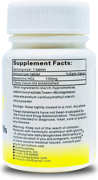 Kangyacare Berberine Herbal Tablets – 0.1 g Berberine HCl – 100 Tablets
