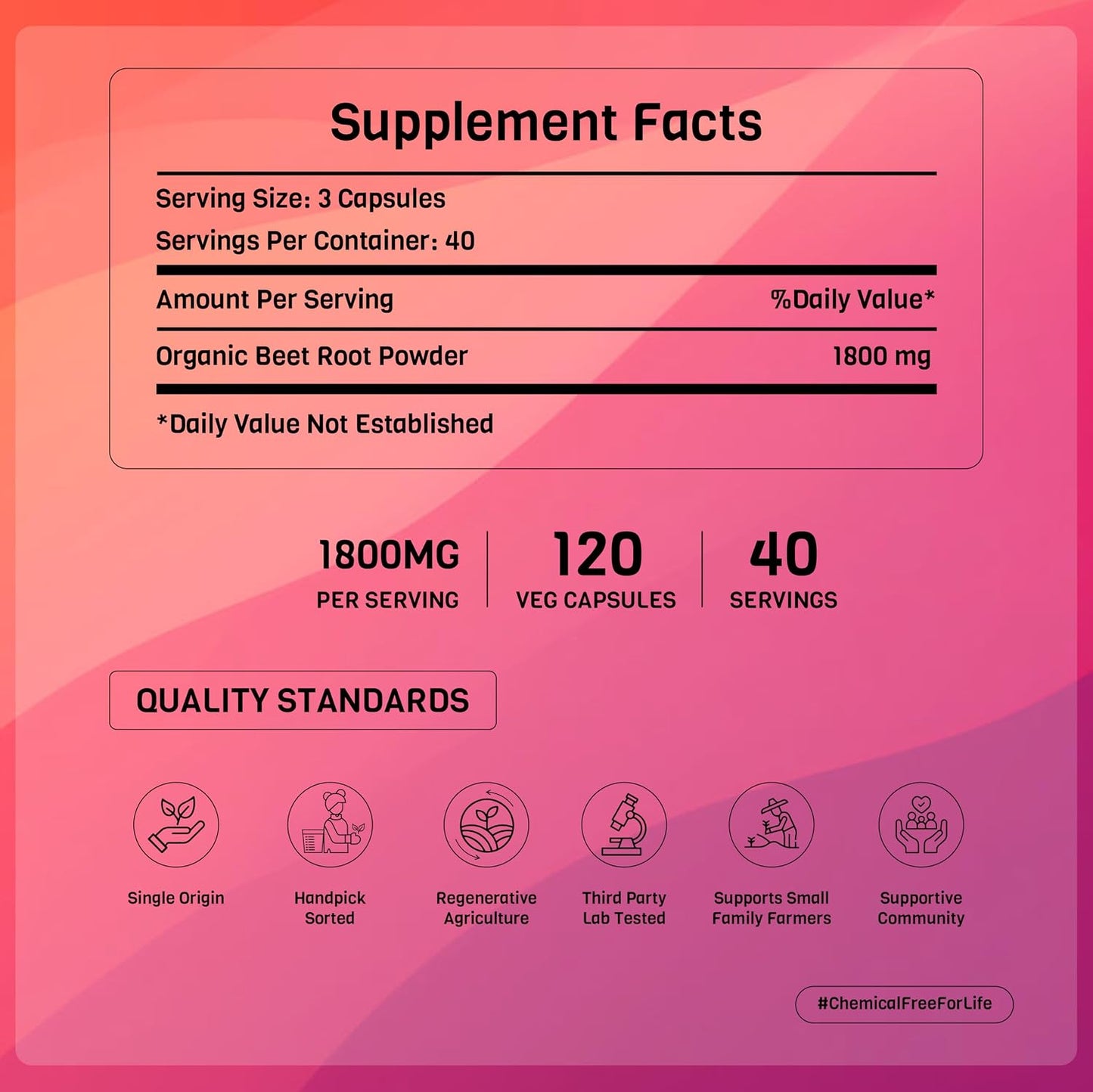 PADMURA Organic Beet Root Powder Capsules, 1800mg, 120 Vegan Capsules - USDA Organic, Non-GMO, Gluten-free - görsel 5