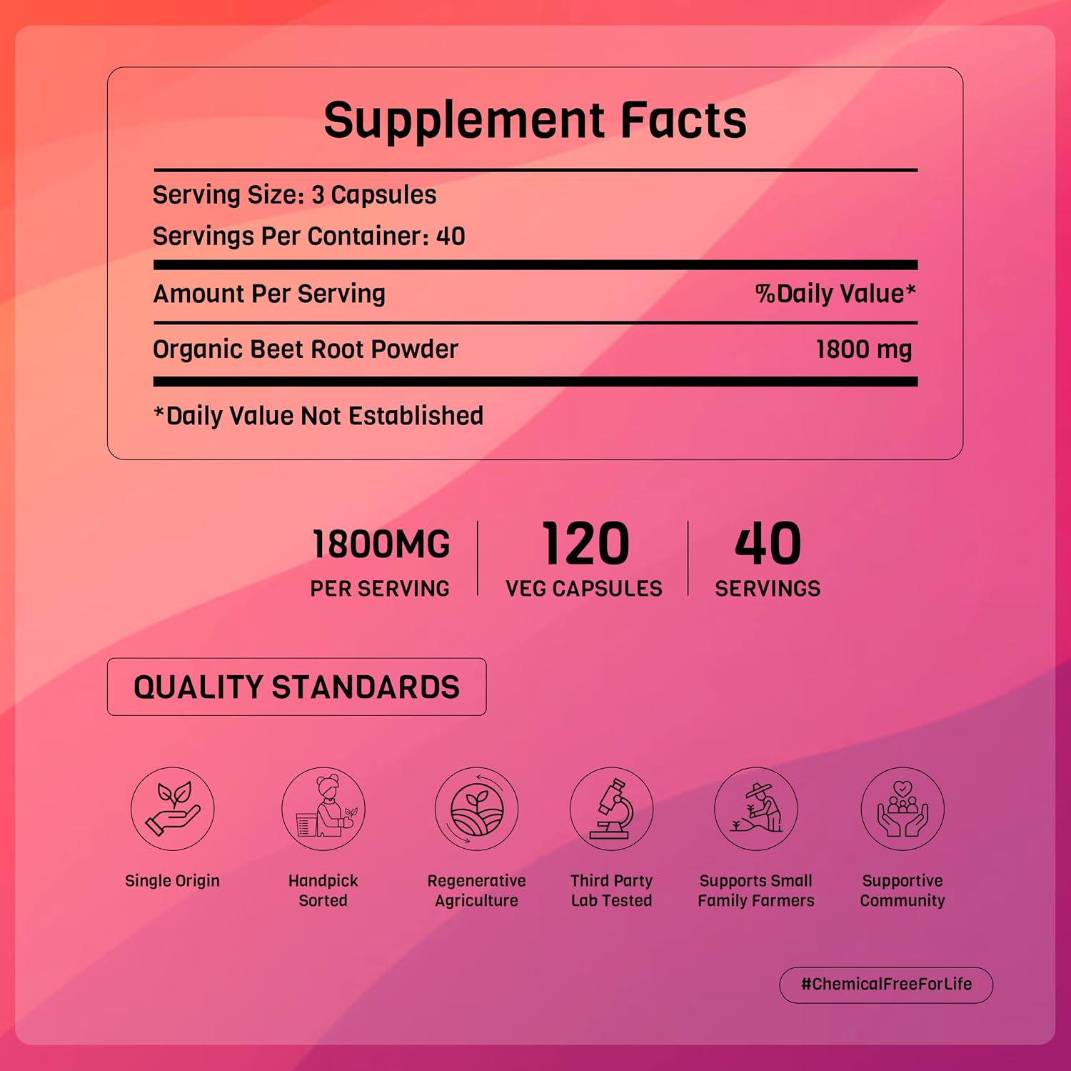 PADMURA Organic Beet Root Powder Capsules, 1800mg, 120 Vegan Capsules - USDA Organic, Non-GMO, Gluten-free - görsel 5