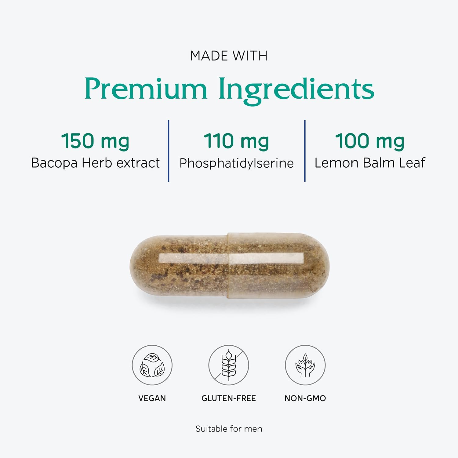 Vitanica MindBlend - Brain Support Supplement with Ginseng & L-5-MTHF, Vegan, 60 Capsules - görsel 4