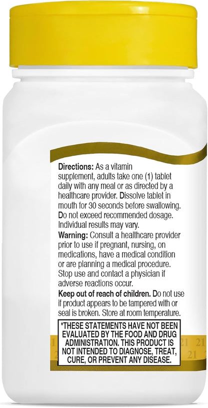 21st Century B12 2500 mcg Quick Dissolve, Energy Support, Cherry Flavour, 110 Tablets