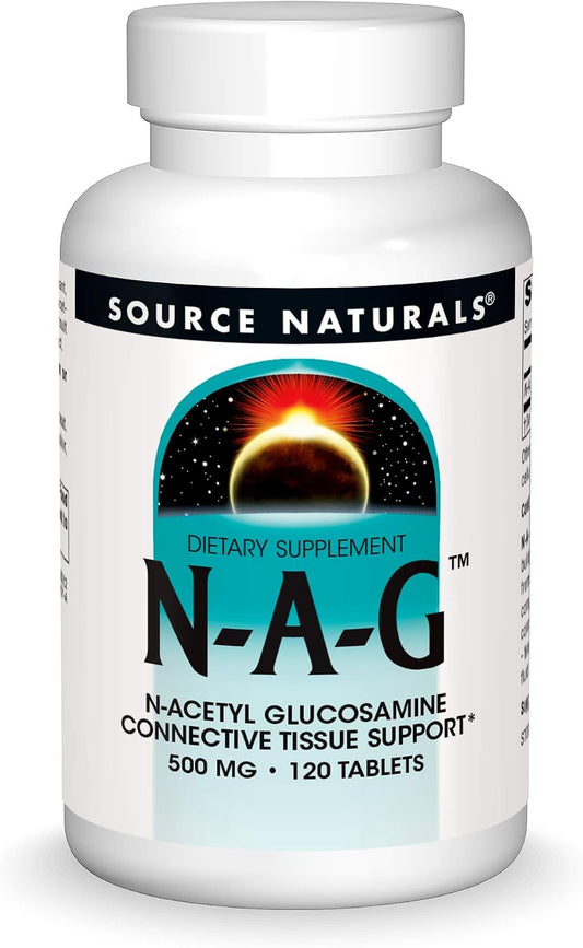 Source Naturals N-A-G 500 mg N-Acetyl Glucosamine for Connective Tissue Health – 120 Tablets