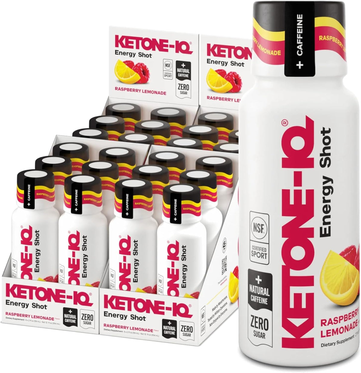 Ketone-IQ Caffeine Performance Energy Shots – Clean Energy for Focus & Endurance, 5g Ketones, 100mg Green Tea Caffeine, B Vitamins, 24 Pack (Raspberry Lemonade) - görsel 1