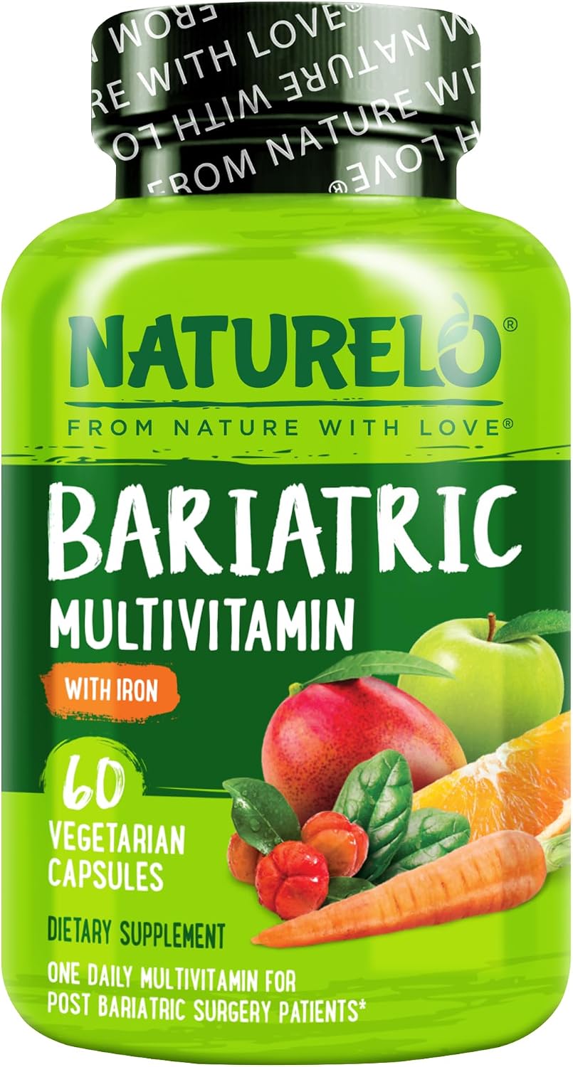 NATURELO Bariatric Multivitamin - One Daily with Iron - Post-Bariatric Surgery Supplement - Natural Whole Food Nutrition - 60 Veggie Capsules - görsel 1