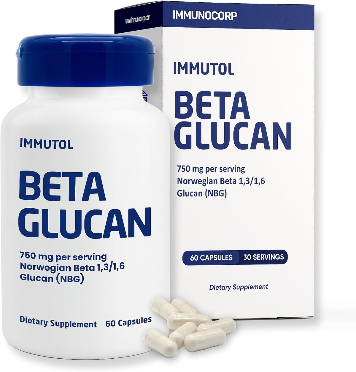 Immutol Immune Support Supplement - 750mg Beta Glucan 1,3/1,6 - 60 Capsules - görsel 1