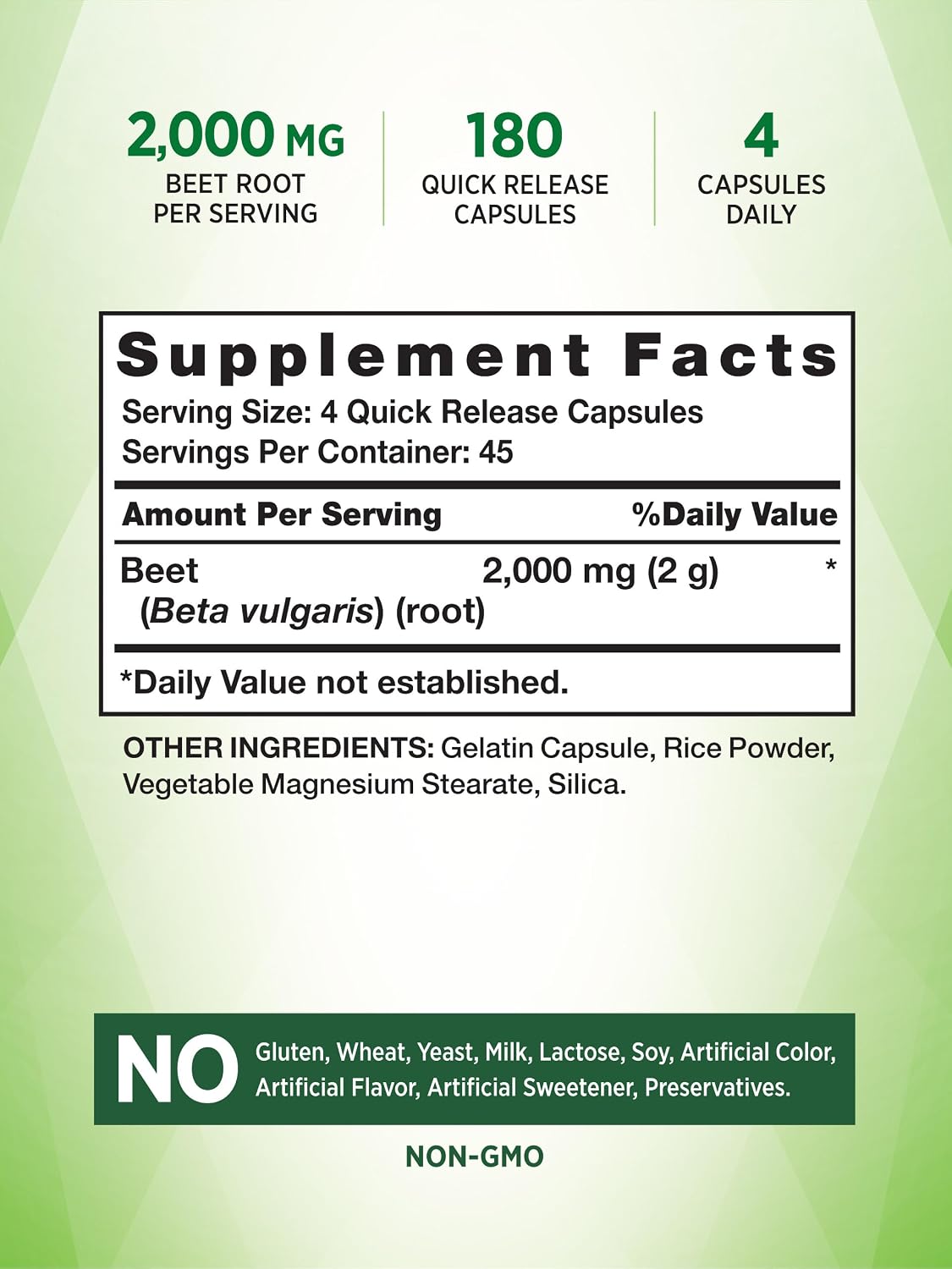Nature's Truth Beet Root Capsules | 2,000mg | 180 Capsules | Non-GM and Gluten-free Supplement - görsel 2