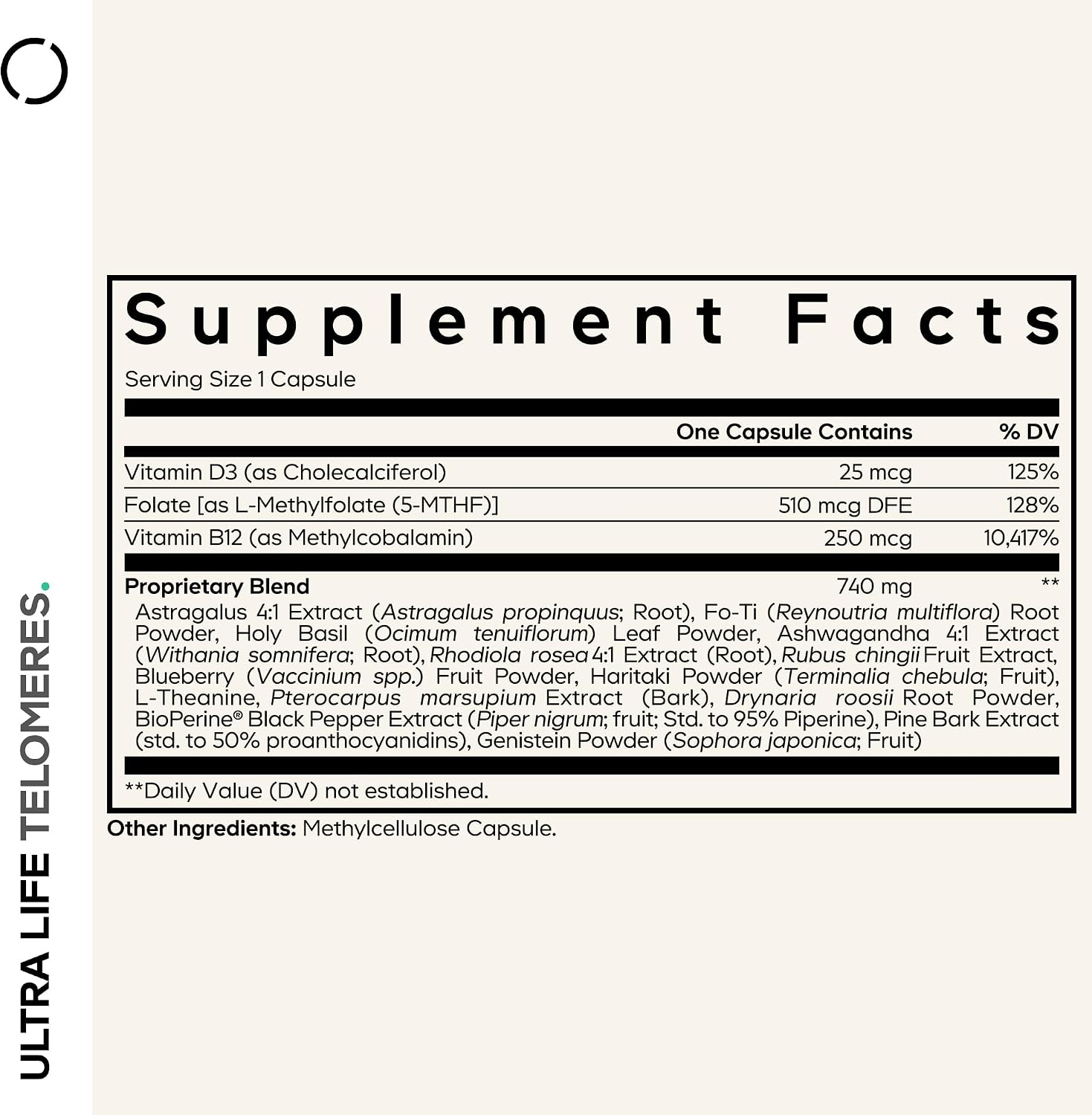 Codeage Ultra Life Telomeres Supplement - 5-MTHF Folate, Methyl B12, Vitamin D3, L-Theanine, Ashwagandha - 90 Capsules - görsel 2