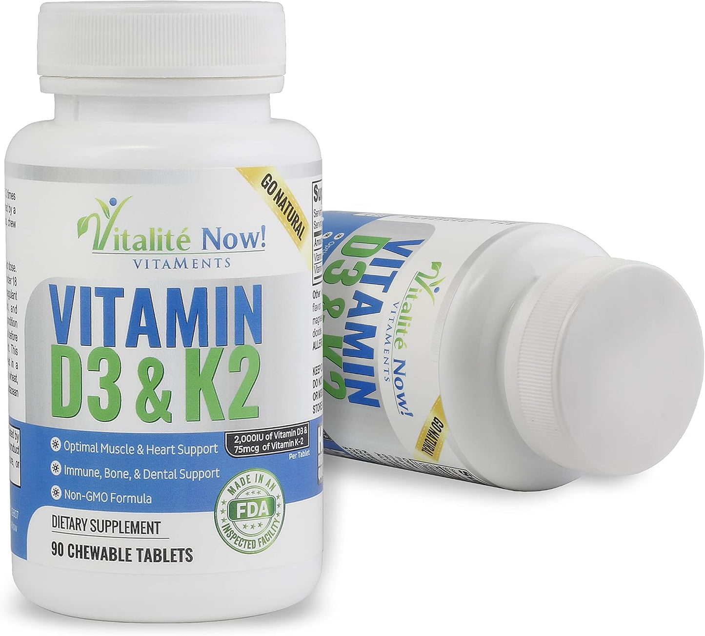 Vitalité Now! Vitamin D3 2000 IU + K2 MK7 Chewable Tablets - Cherry Flavour - 90 Tablets - görsel 2