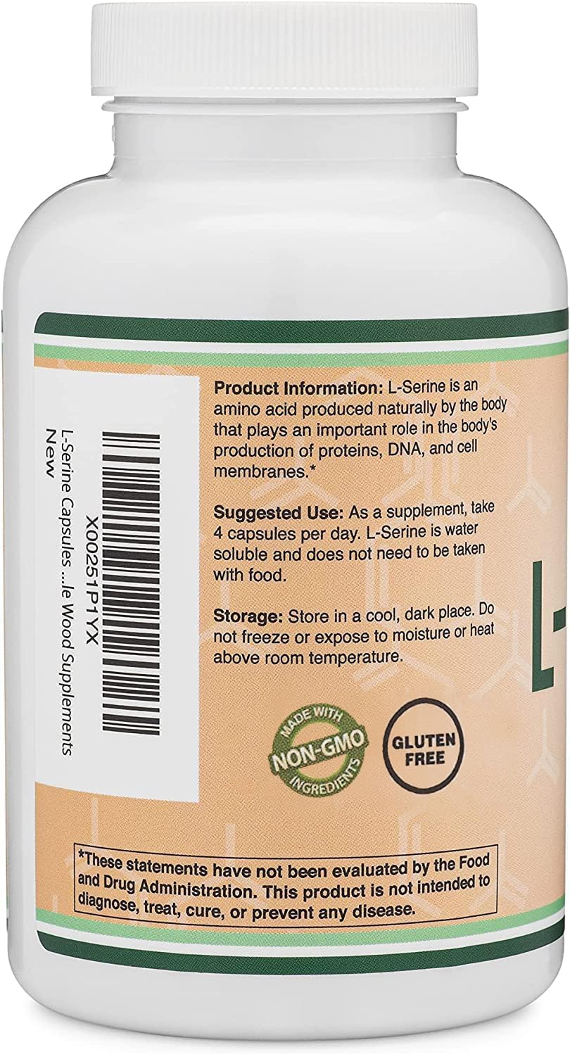 L-Serine Capsules – 2000 mg per Serving, 180 Capsules, 500 mg Each - görsel 4