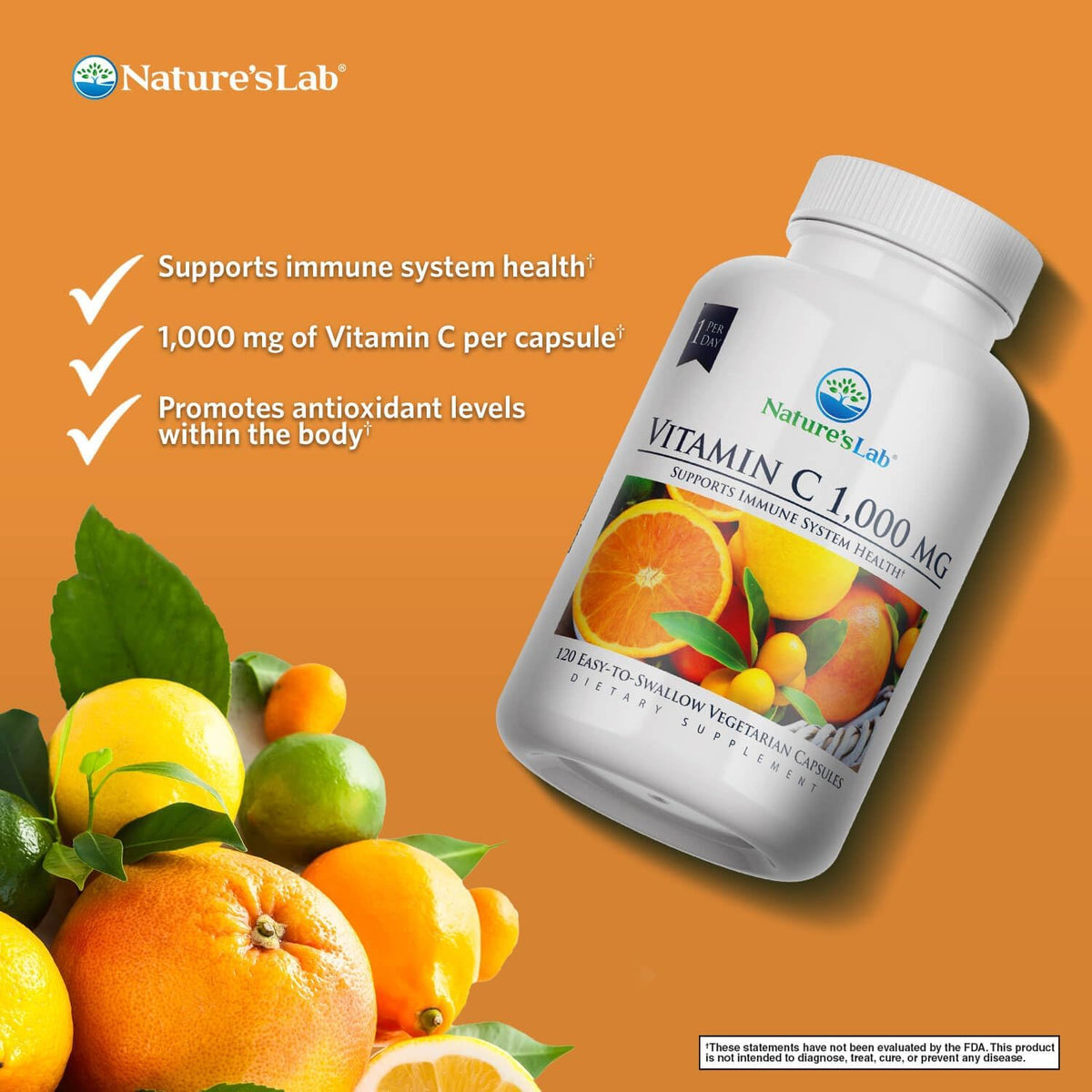 Nature's Lab Vitamin C 1000mg Per Capsule - Supports the Normal Function of the Immune System, 120 Capsules - görsel 2