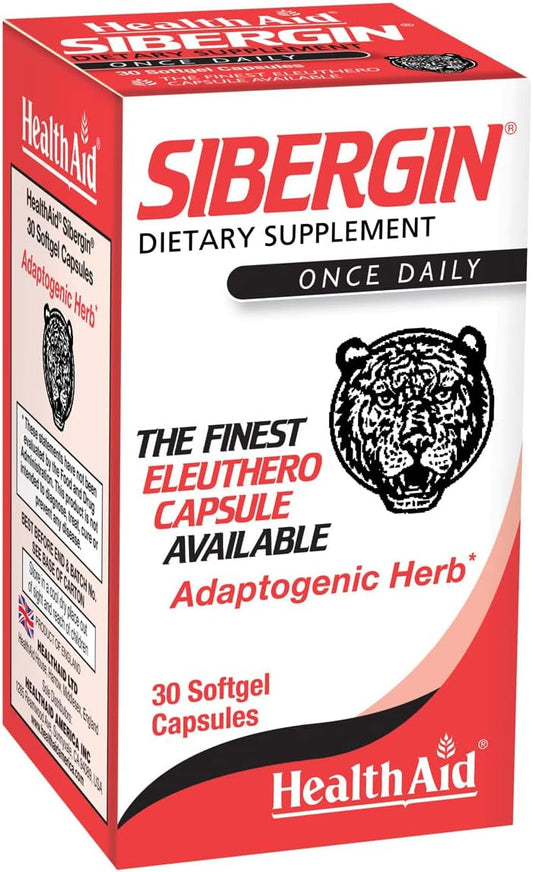 HealthAid Sibergin Siberian Eleuthero – Adaptogenic Herbal Support – 30 Softgel Capsules