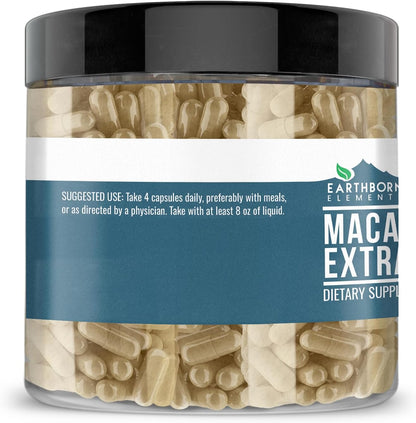 Earthborn Elements Maca Root Extract 200 Capsules, Pure and Undiluted, No Additives