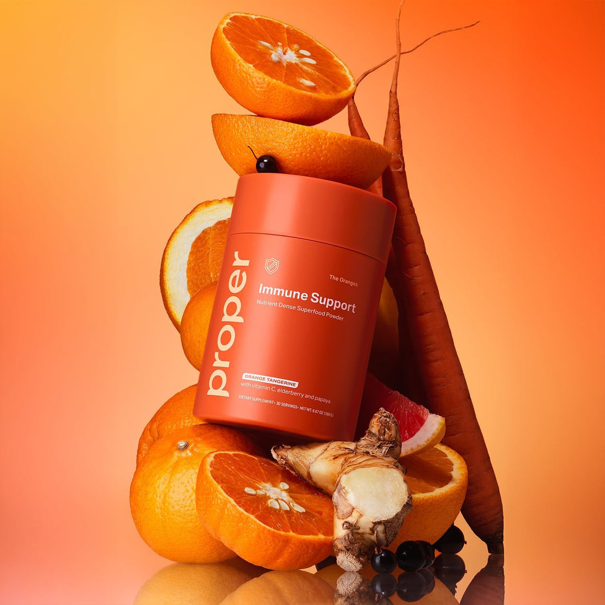 Proper, The Oranges Nutrient-Dense Superfood Powder for Immune Function & Digestive Health - Elderberry, Vitamin C, Zinc & Echinacea Supplement Complex Enhanced with Probiotic Digestive Blend - görsel 9