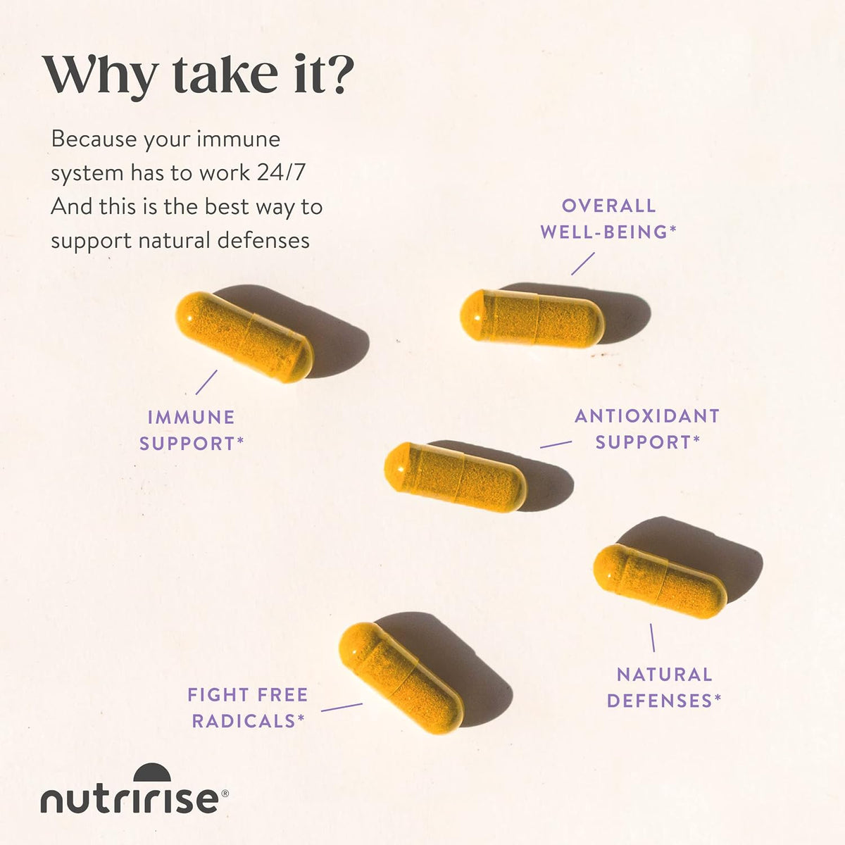 NutriRise Immunity Complex: Immune Support Supplement with Elderberry, Vitamin C, Zinc, Probiotics - 90 Count - görsel 4