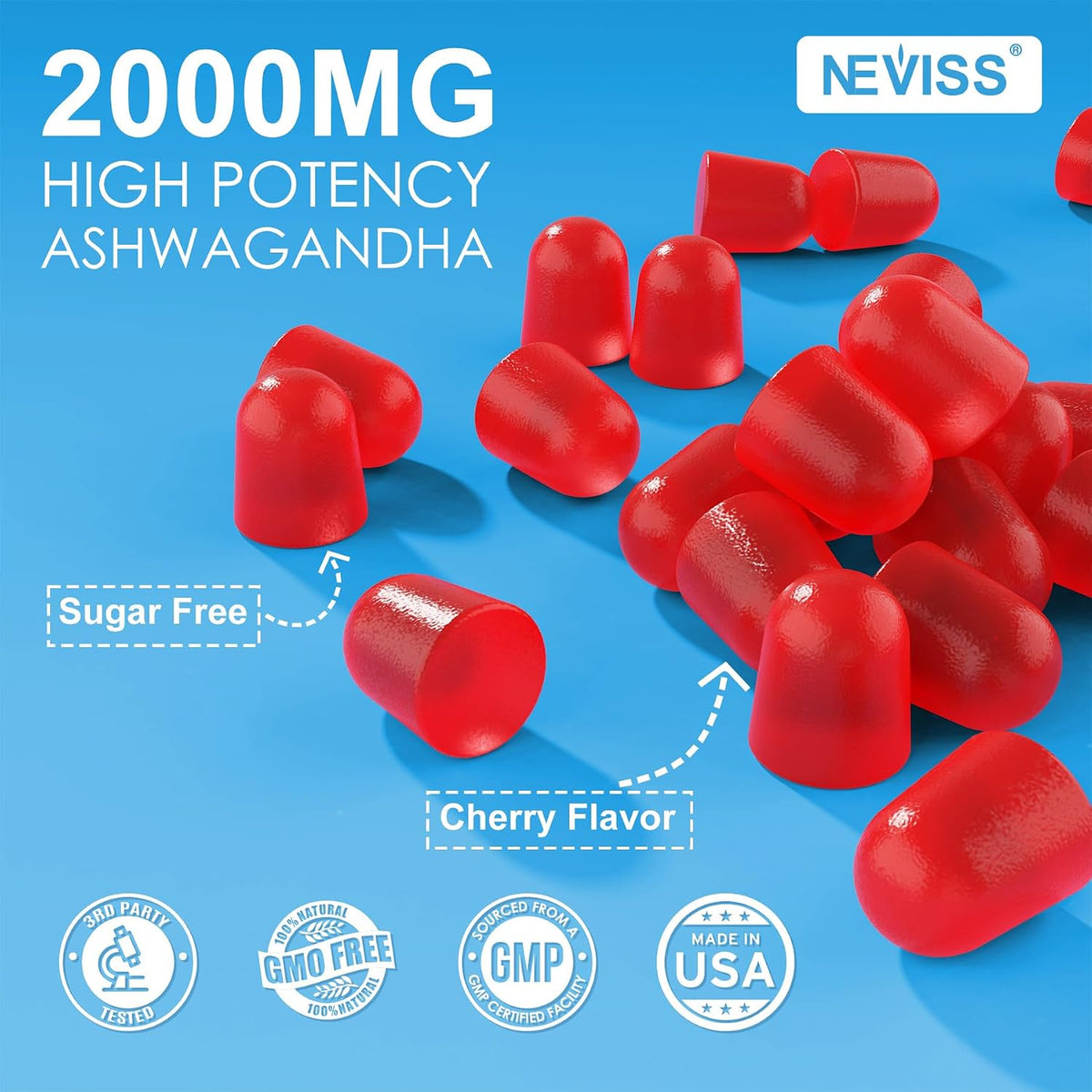 NEVISS Ashwagandha Gummies with Magnesium – Helps Sustain Energy Levels: By supporting the body's stress response, – Image 8