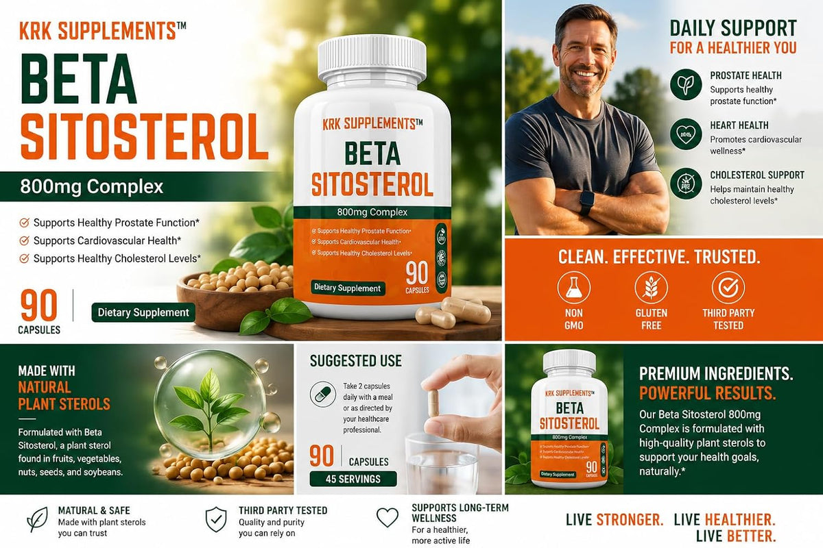 KRK SUPPLEMENTS Beta Sitosterol 800mg Capsules – Prostate & Urinary Support - görsel 2