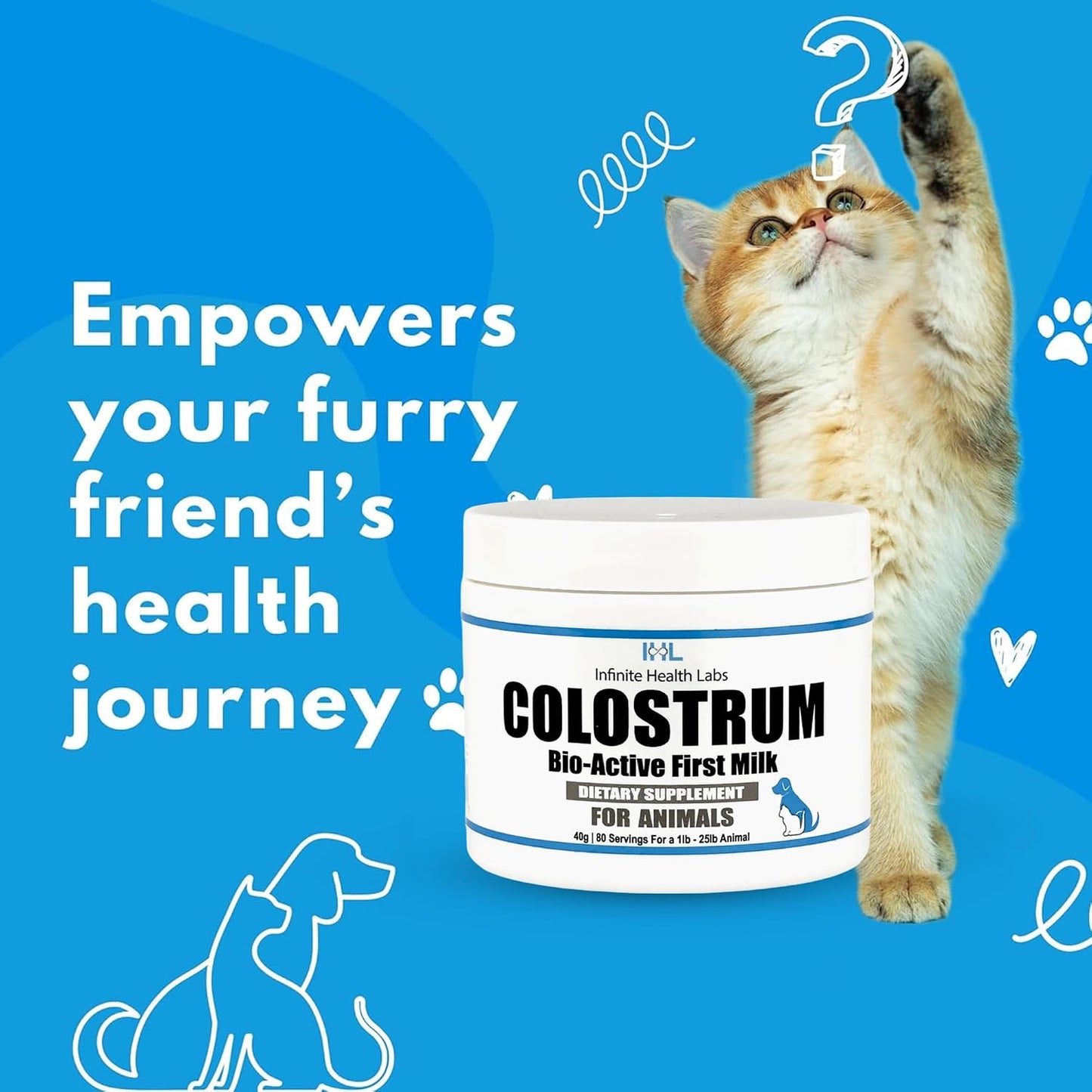 Infinite Health Labs Bio-Active Bovine Colostrum for Dogs and Cats – 240g (480 Servings) - görsel 2