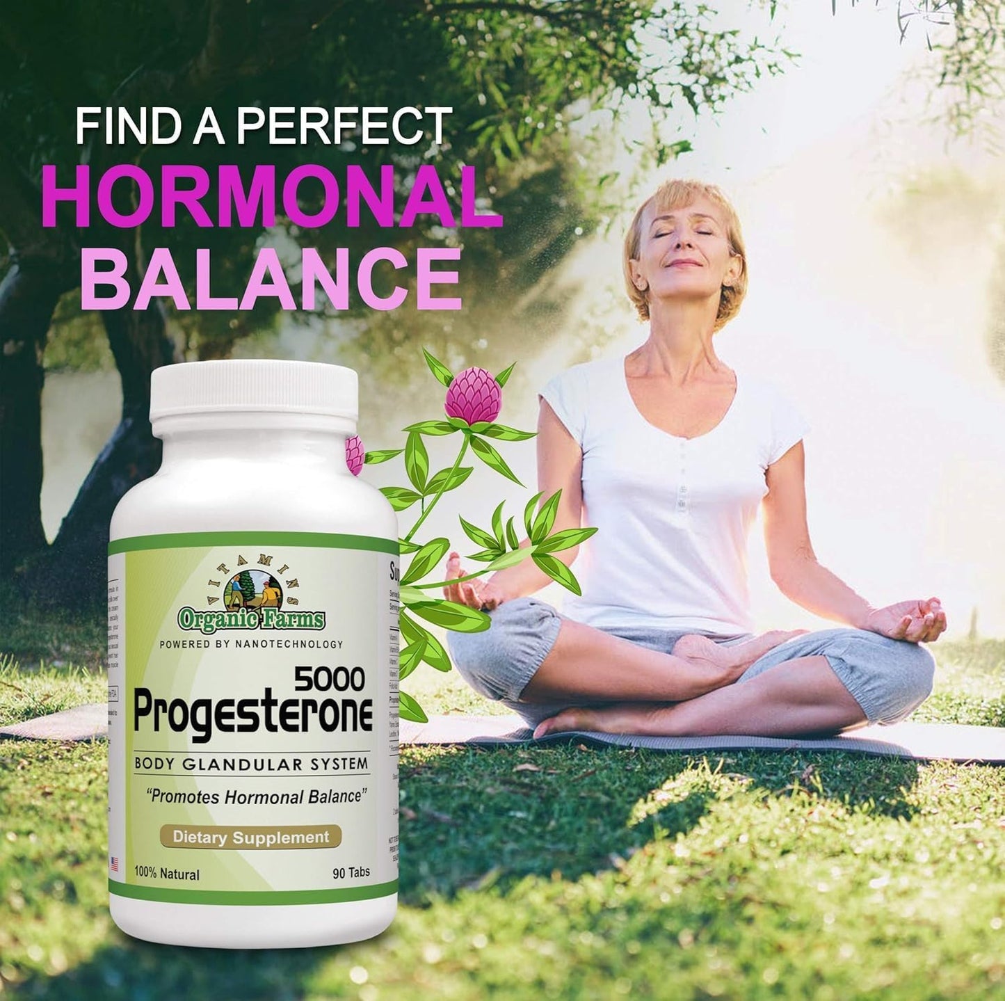 Organic Farms Vitamins Progesterone 5000 (4-Pack) - Natural Hormone Balance Supplement, 360 Tablets - görsel 3