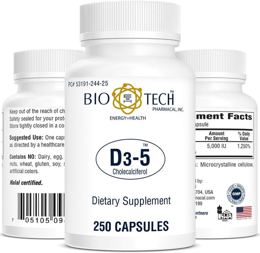 Bio-Tech Pharmacal Vitamin D3 5,000 IU, 250 Capsules